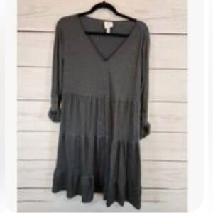 NWT Knox Rose Charcoal Gray Tiered Dress Size XS
